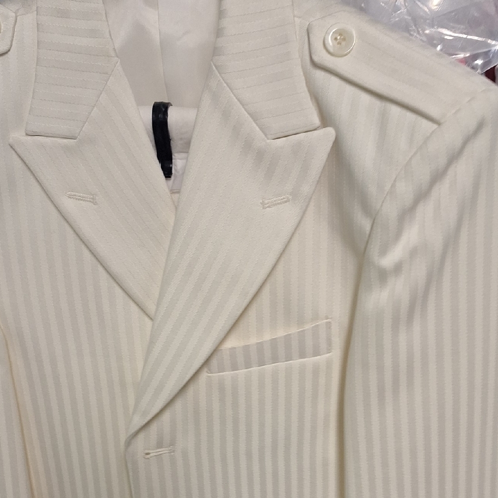 Chic Cream Striped Kids Tuxedo Set